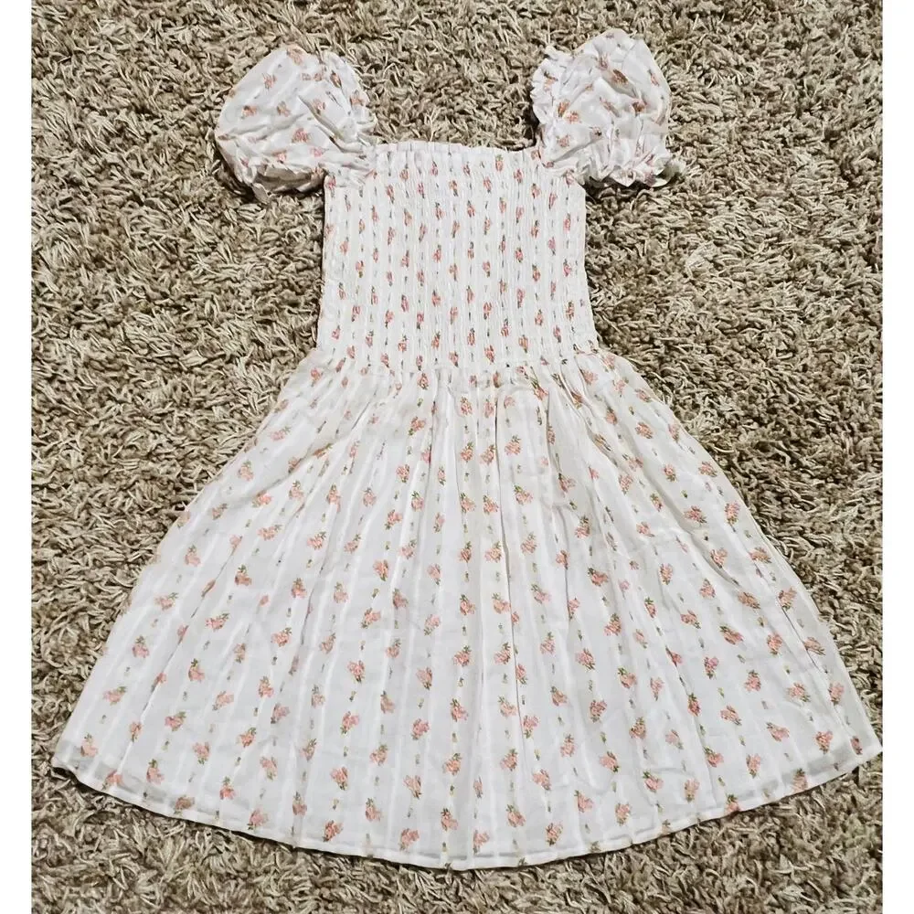 NWT❤️Janie and Jack The Grace Floral Smocked Puff Sleeve Dress sz8